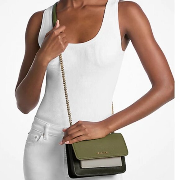 NWT ✅ Michael Kors CLAIRE Large Color-Block Leather Shoulder Bag ✨NWT - Picture 1 of 7